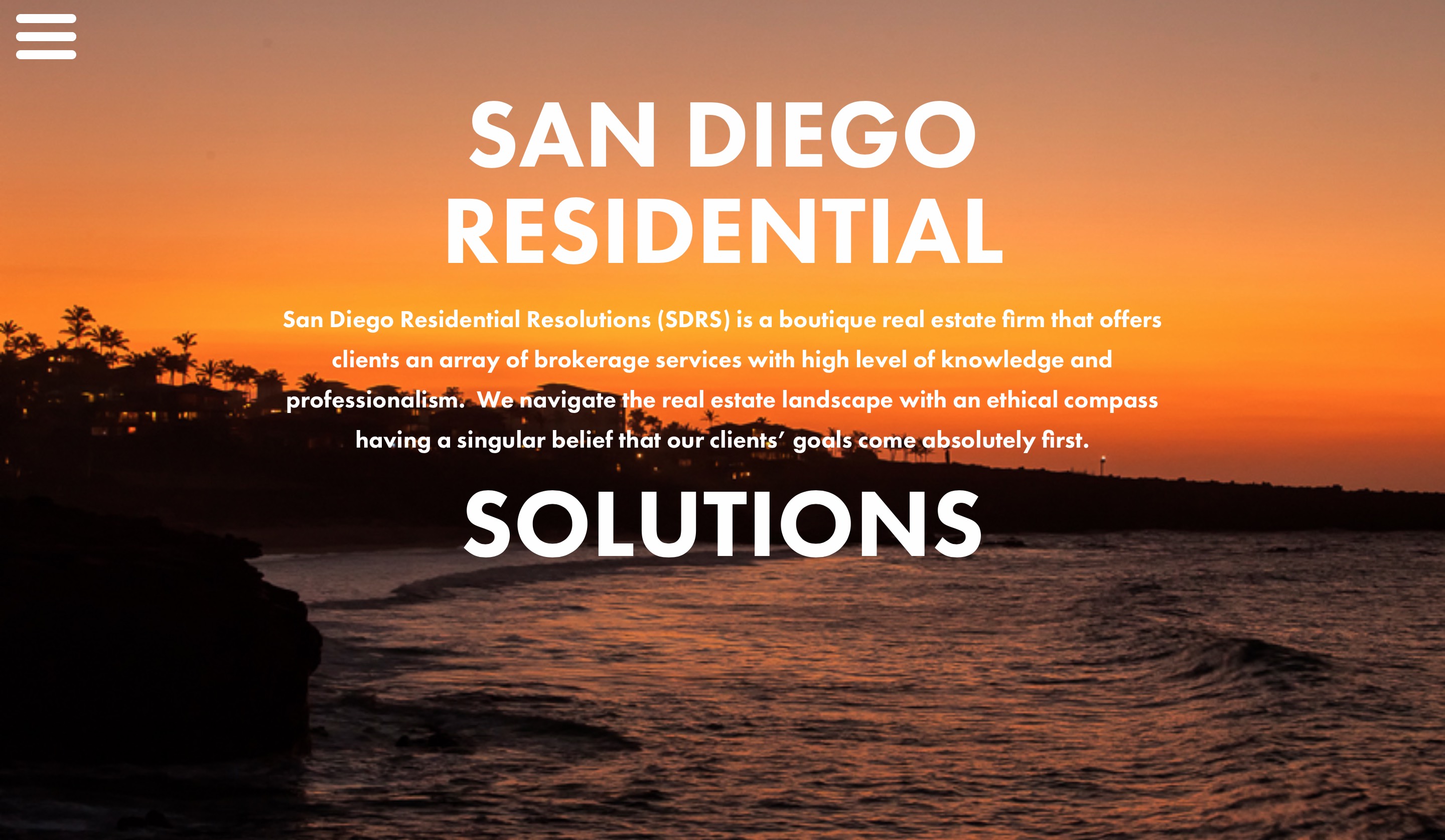 San Diego Residential Solutions home page screenshot